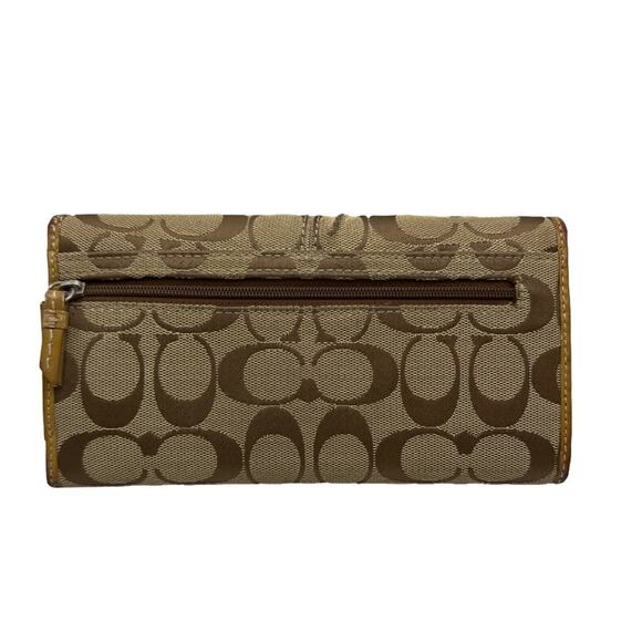 COACH Brown and Tan Signature Canvas Wallet - Picture 2 of 11